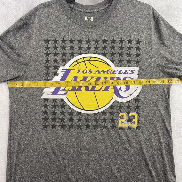 NBA Los Angeles Lakers T Shirt Mens Large Gray Lebron James #23 Jersey Tee - Picture 8 of 13